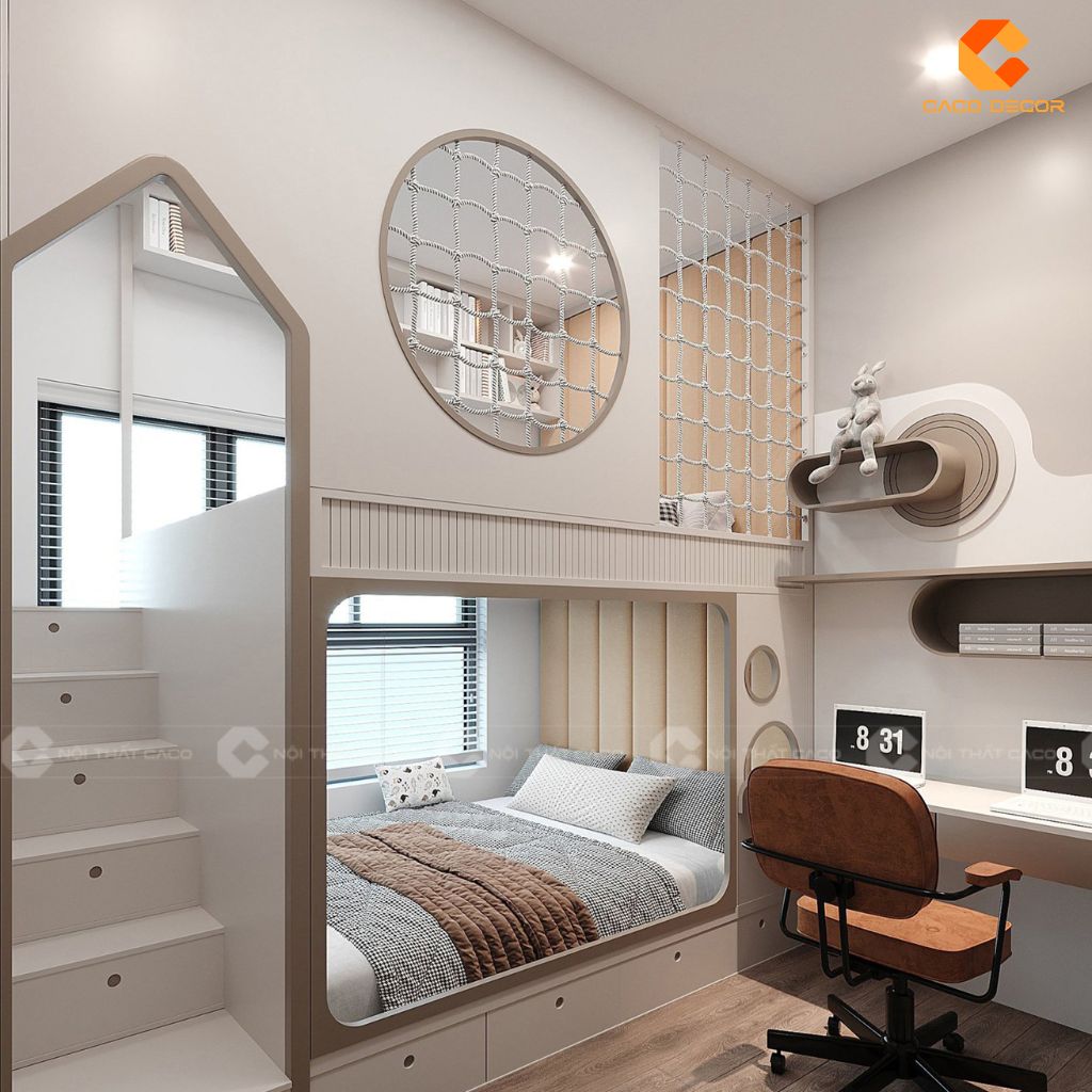 Phòng Ngủ Trẻ Em PNTE087 Thiết Kế Cánh Vòm & Giường Tầng Phong Cách Hàn Quốc 3