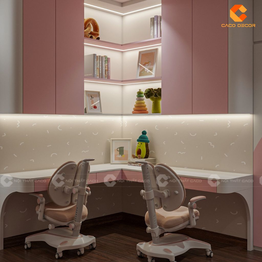Phòng Ngủ Trẻ Em PNTE092 Giường Tầng Cửa Vòm & Góc Học Tập Đôi Lý Tưởng 1