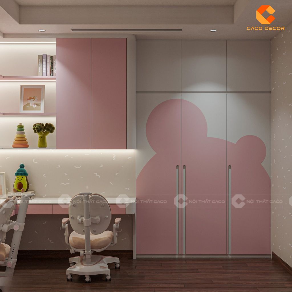 Phòng Ngủ Trẻ Em PNTE092 Giường Tầng Cửa Vòm & Góc Học Tập Đôi Lý Tưởng 2