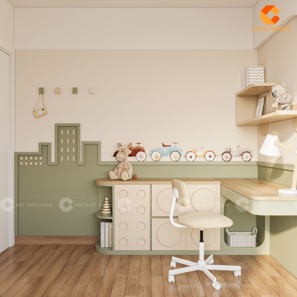 Phòng Ngủ Trẻ Em PNTE093 Gam Màu Xanh Bơ Trendy & Chủ Đề Thành Phố Năng Động 2