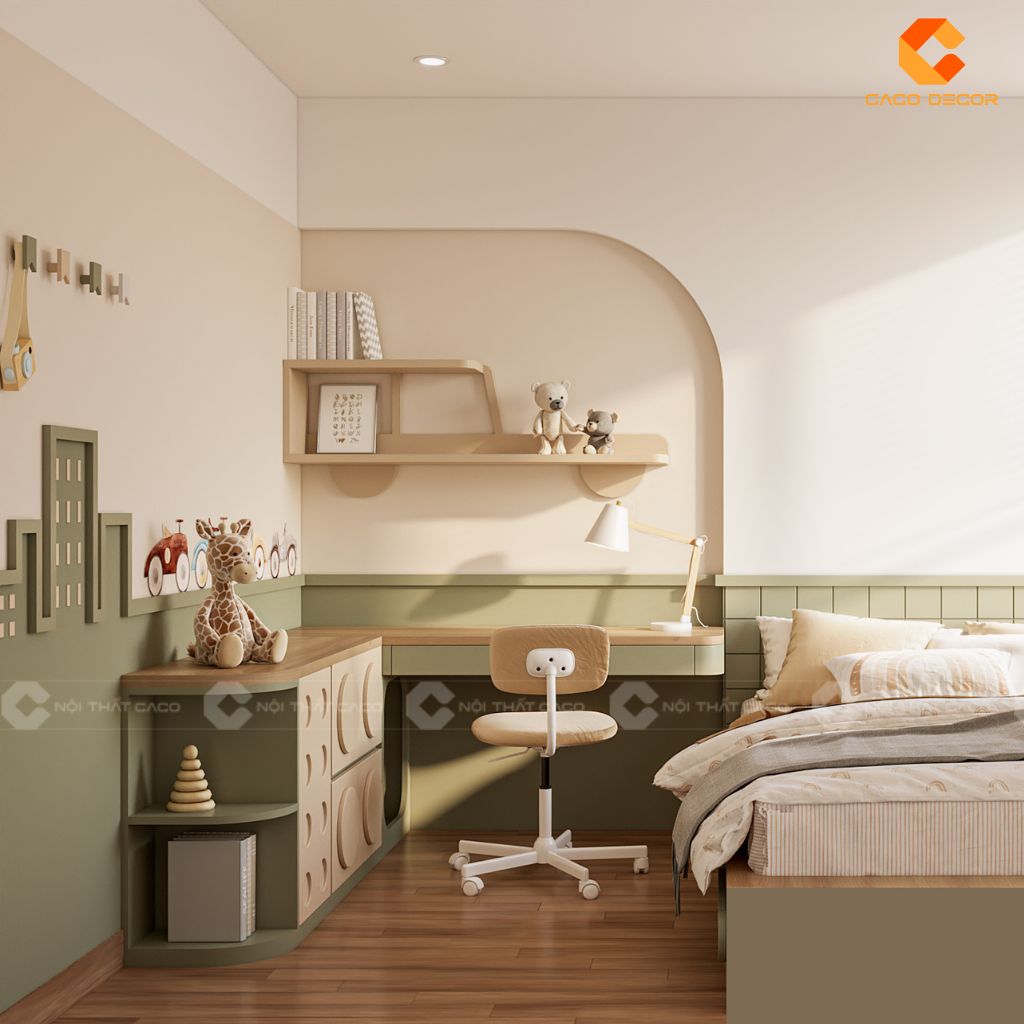 Phòng Ngủ Trẻ Em PNTE093 Gam Màu Xanh Bơ Trendy & Chủ Đề Thành Phố Năng Động 3