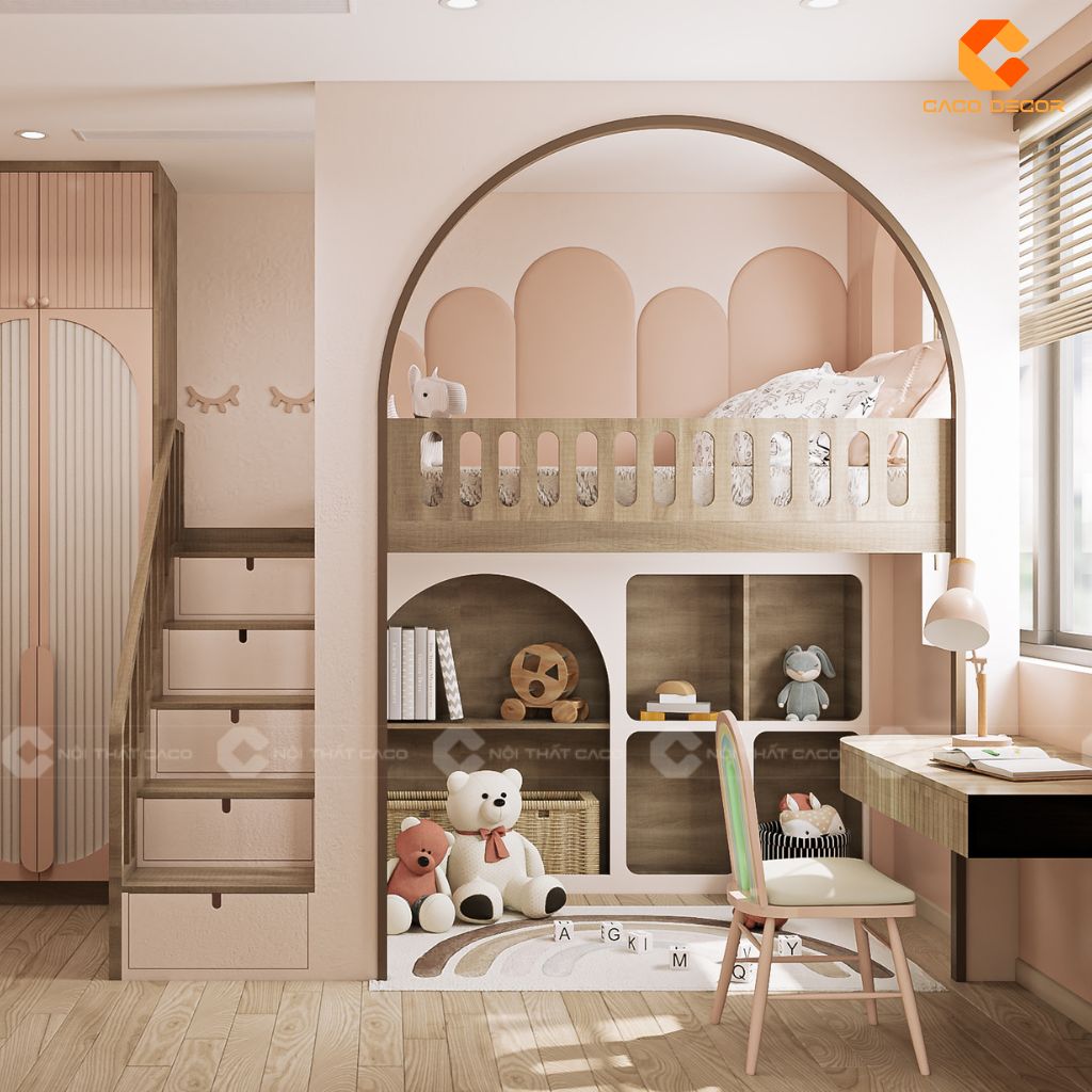 Phòng ngủ trẻ em PNTE097 với giường tầng đa năng