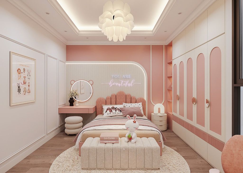 Không gian nội thất hiện đại cao cấp cho bé gái