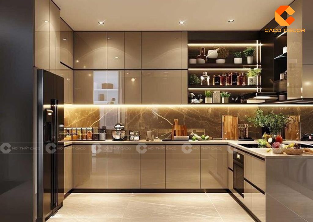 Tủ Bếp Acrylic Bóng Gương Là Gì? Ưu Điểm & Lý Do Nên Chọn Nội Thất CaCo 1