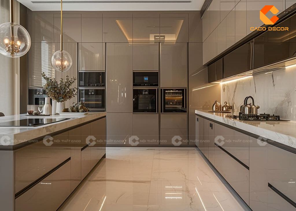 Tủ Bếp Acrylic Bóng Gương Là Gì? Ưu Điểm & Lý Do Nên Chọn Nội Thất CaCo 3