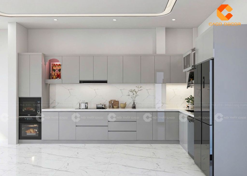 Tủ Bếp Acrylic Bóng Gương Là Gì? Ưu Điểm & Lý Do Nên Chọn Nội Thất CaCo 4