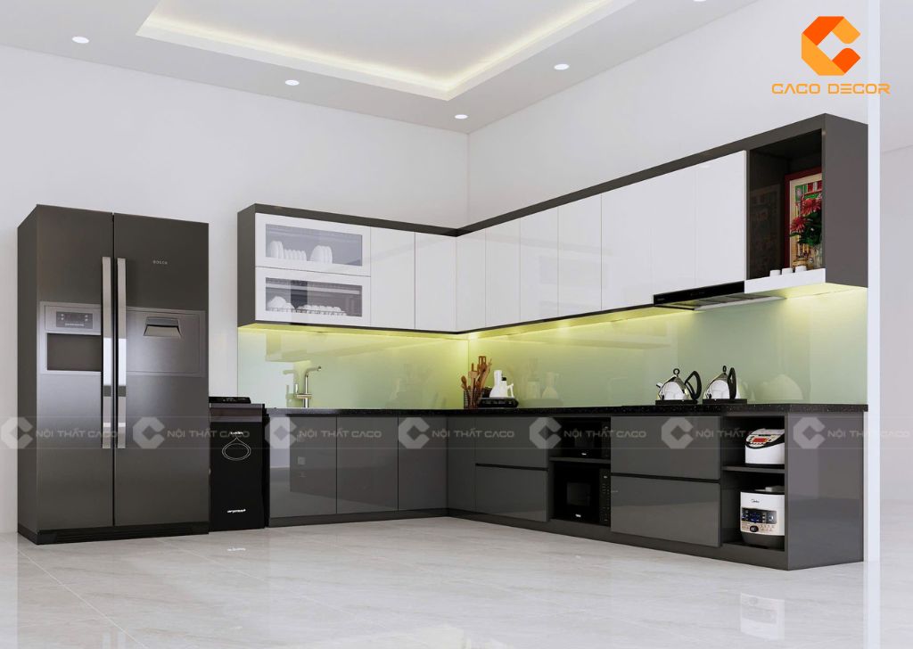 Tủ Bếp Acrylic Bóng Gương Là Gì? Ưu Điểm & Lý Do Nên Chọn Nội Thất CaCo 7