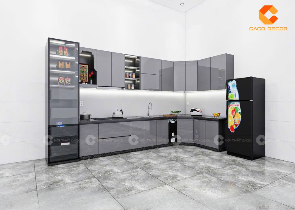 Tủ Bếp Acrylic Bóng Gương Là Gì? Ưu Điểm & Lý Do Nên Chọn Nội Thất CaCo 9