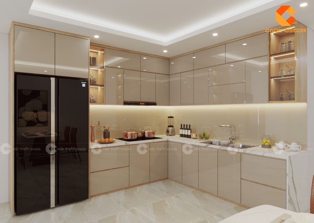 Tủ Bếp Acrylic Bóng Gương Là Gì? Ưu Điểm & Lý Do Nên Chọn Nội Thất CaCo 8