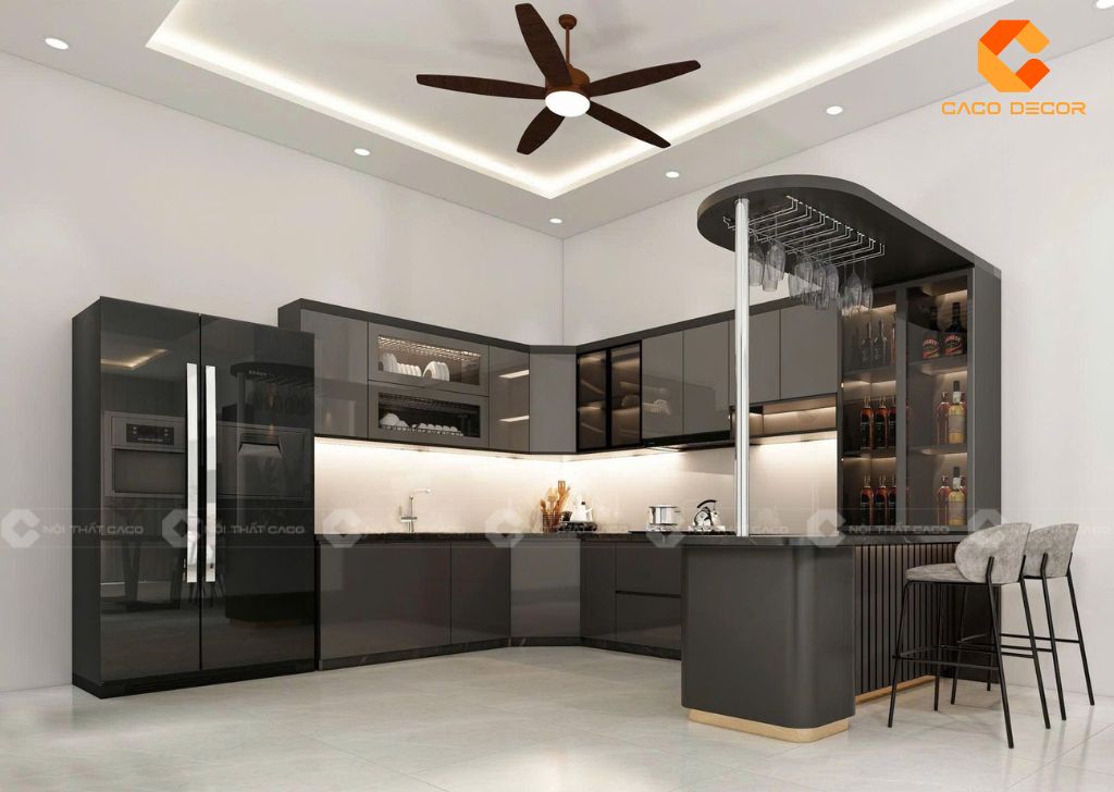 Tủ Bếp Acrylic Bóng Gương Là Gì? Ưu Điểm & Lý Do Nên Chọn Nội Thất CaCo 10