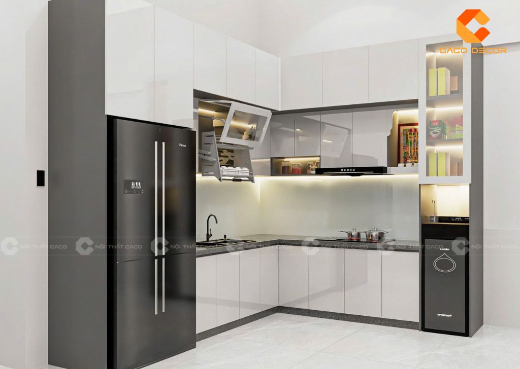 Tủ Bếp Acrylic Bóng Gương Là Gì? Ưu Điểm & Lý Do Nên Chọn Nội Thất CaCo 13