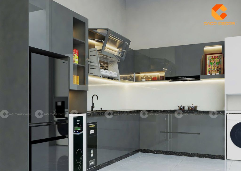 Tủ Bếp Acrylic Bóng Gương Là Gì? Ưu Điểm & Lý Do Nên Chọn Nội Thất CaCo 15
