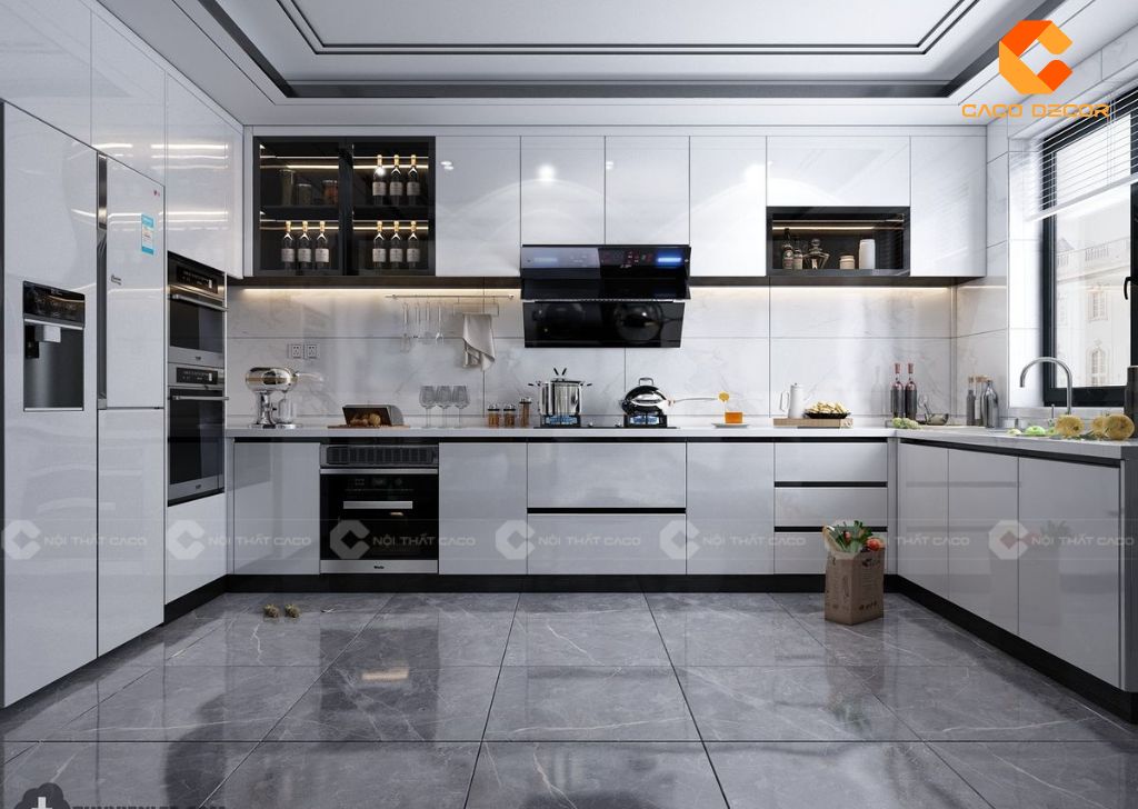 Tủ Bếp Acrylic Bóng Gương Là Gì? Ưu Điểm & Lý Do Nên Chọn Nội Thất CaCo 16