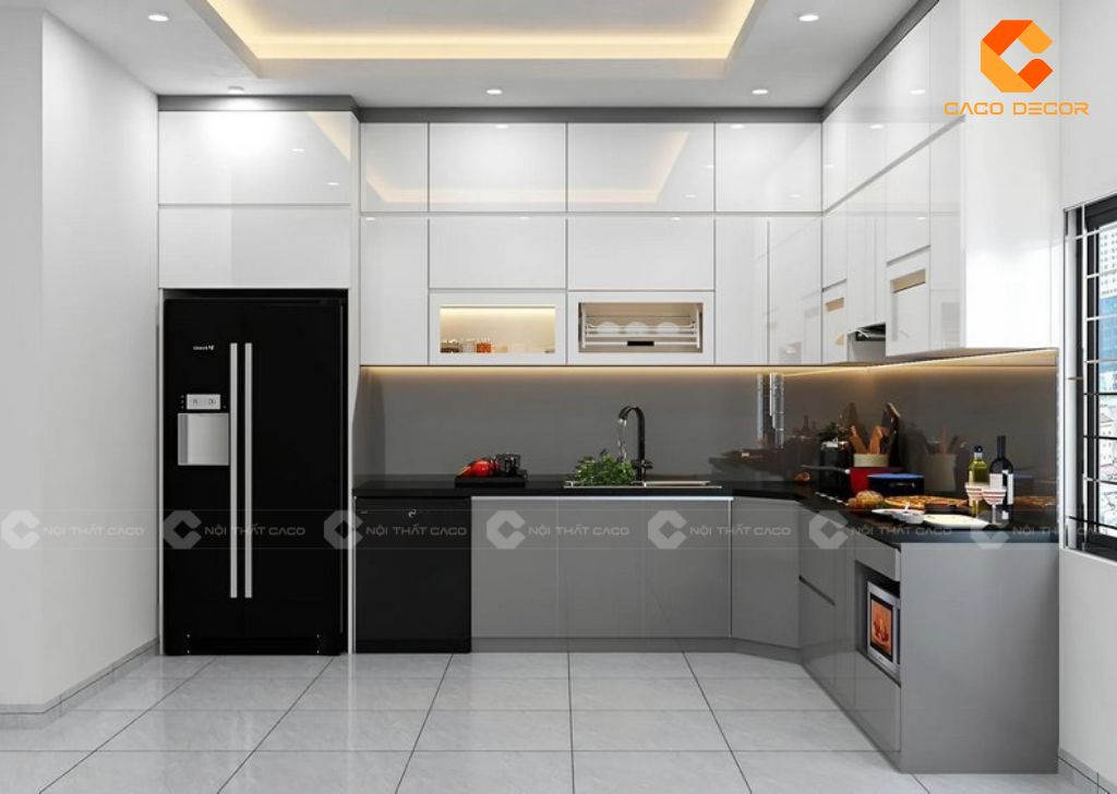 Tủ Bếp Acrylic Bóng Gương Là Gì? Ưu Điểm & Lý Do Nên Chọn Nội Thất CaCo 20