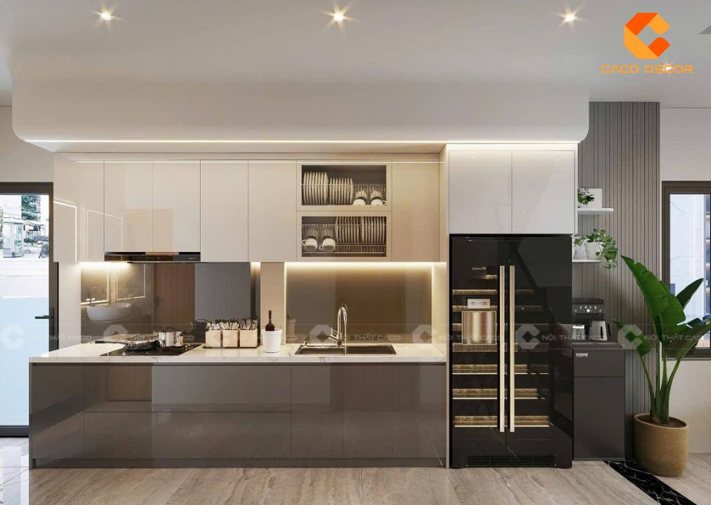 Tủ Bếp Acrylic Bóng Gương Là Gì? Ưu Điểm & Lý Do Nên Chọn Nội Thất CaCo 19