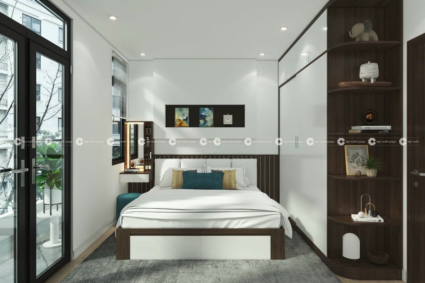 thiết kế nội thất phòng ngủ hiện đại sang trọg