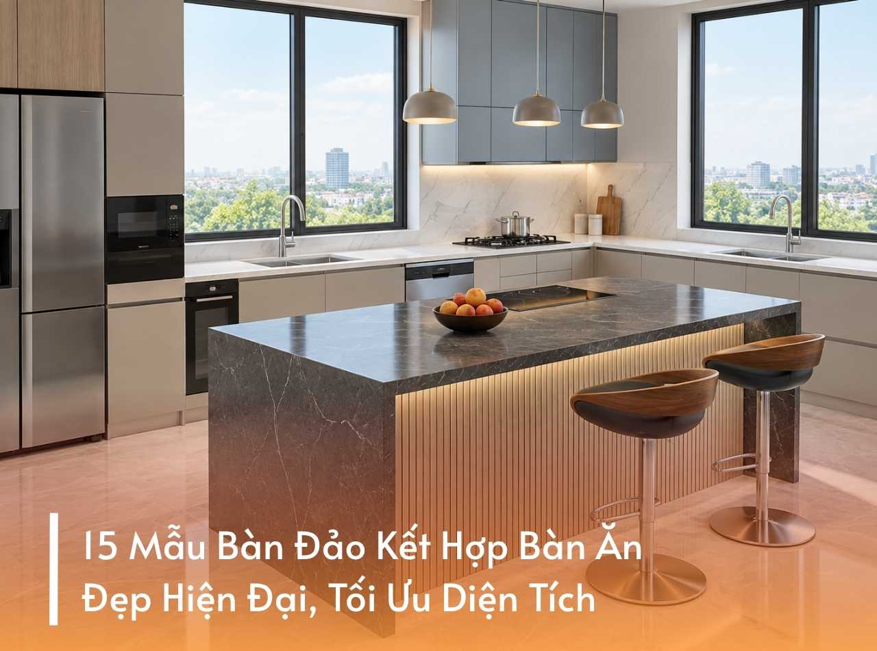 15 Mẫu Bàn Đảo Kết Hợp Bàn Ăn Đẹp Hiện Đại, Tối Ưu Diện Tích