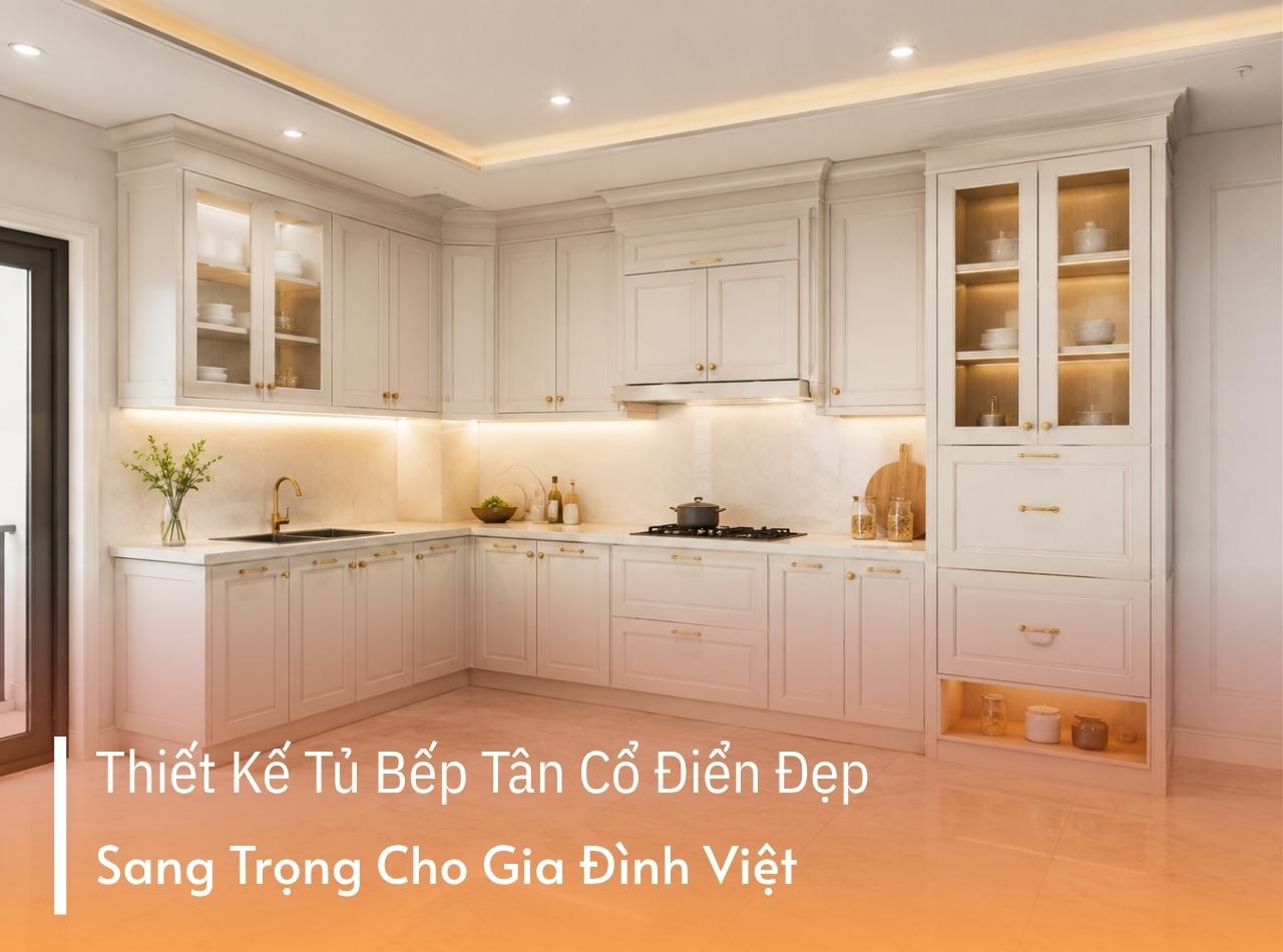 25 Thiết Kế Tủ Bếp Tân Cổ Điển Đẹp, Sang Trọng Cho Gia Đình