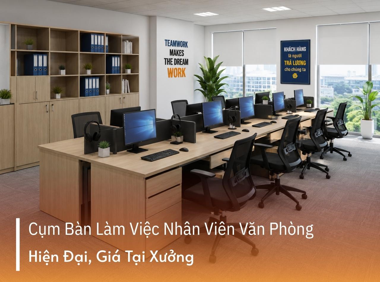 33+ Cụm Bàn Làm Việc Văn Phòng Hiện Đại, Giá Tại Xưởng