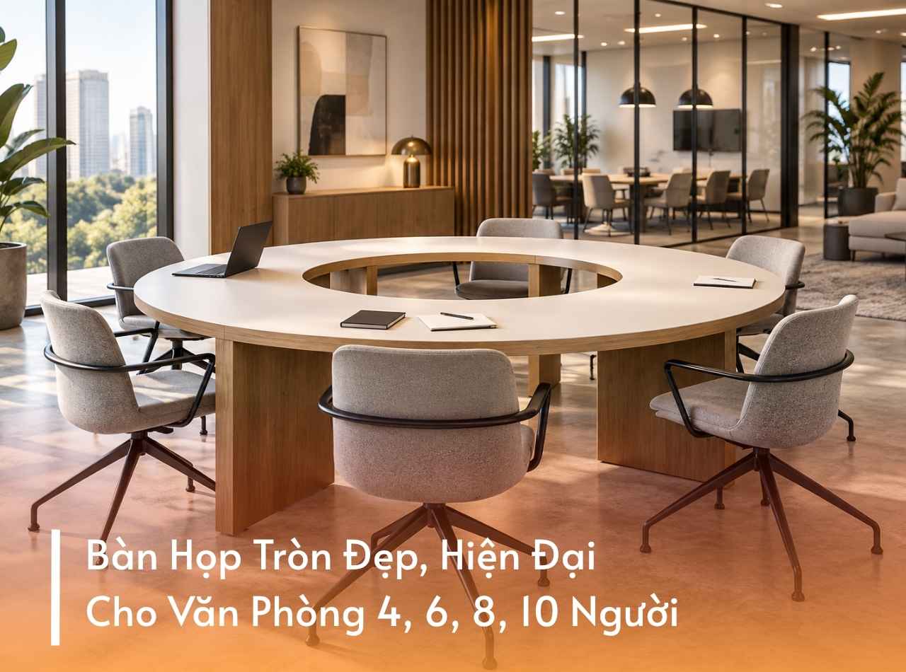 Bàn Họp Tròn Đẹp, Hiện Đại Cho Văn Phòng 4, 6, 8, 10 Người