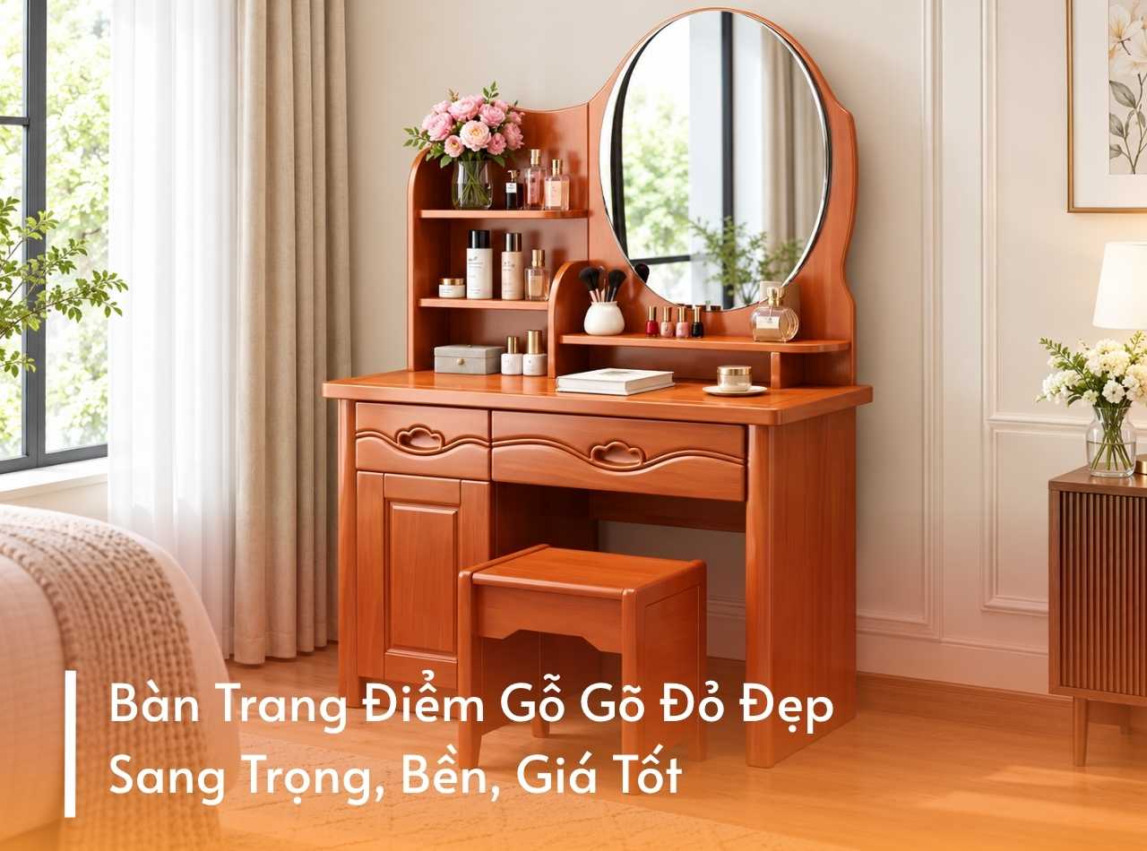 Bàn Trang Điểm Gỗ Gõ Đỏ Đẹp, Sang Trọng, Bền, Giá Tốt
