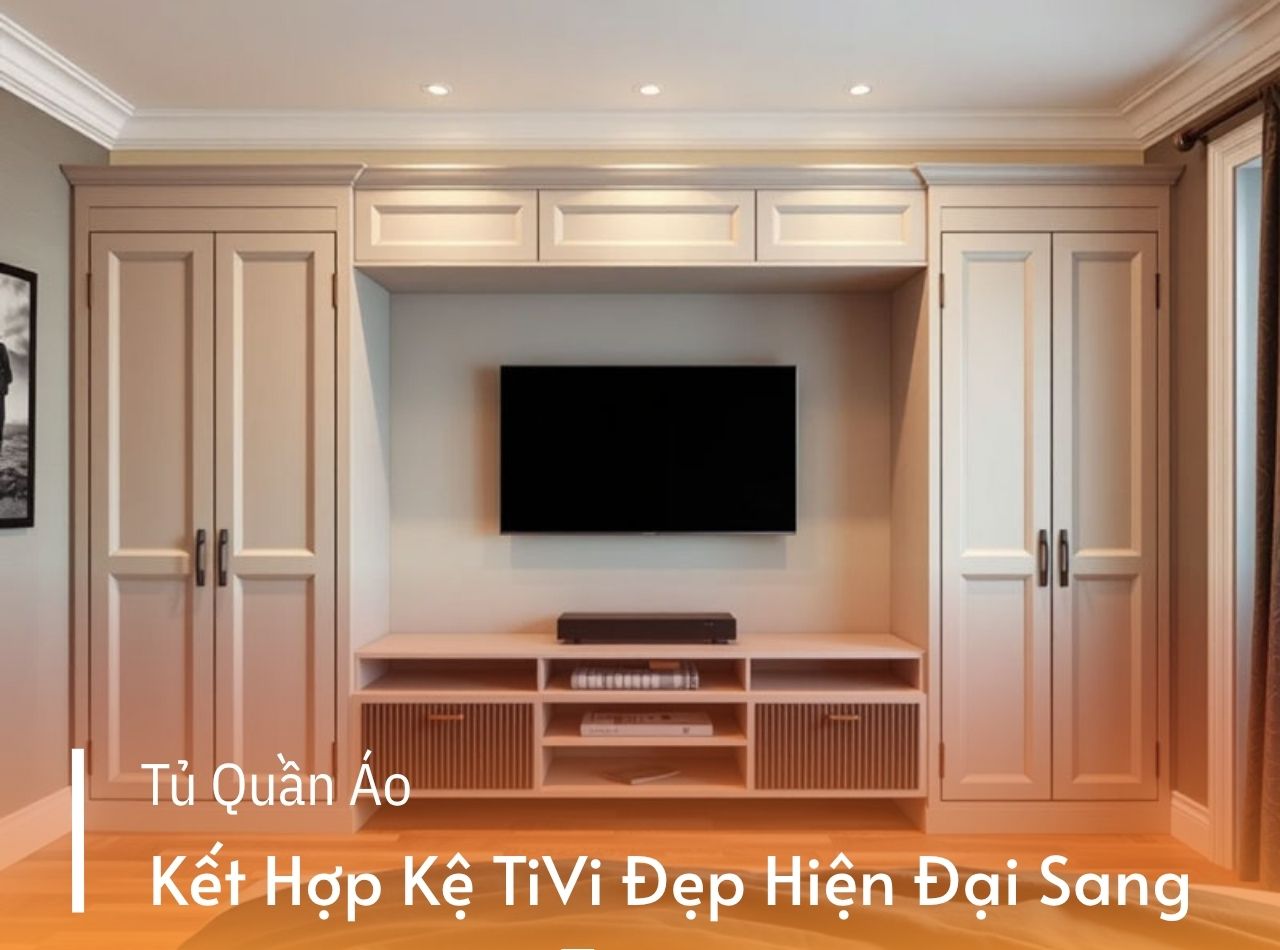 Các Mẫu Tủ Quần Áo Kết Hợp Kệ Tivi Đẹp Hiện Đại Đẹp