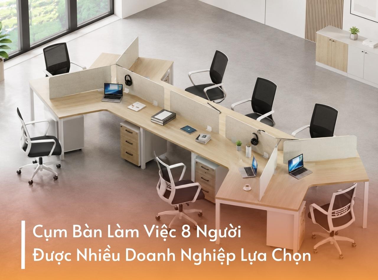 Cụm Bàn Làm Việc 8 Người Được Nhiều Doanh Nghiệp Lựa Chọn