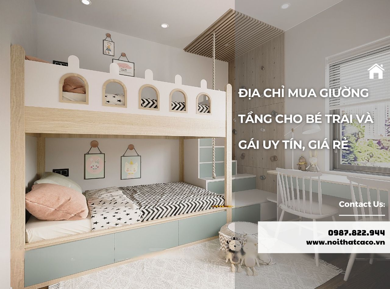 Địa chỉ mua giường tầng cho bé trai và gái uy tín, giá rẻ