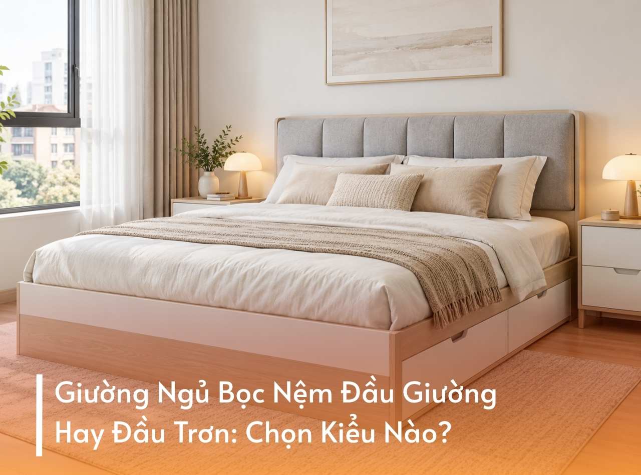 Giường Ngủ Bọc Nệm Đầu Giường Hay Đầu Trơn: Chọn Kiểu Nào?