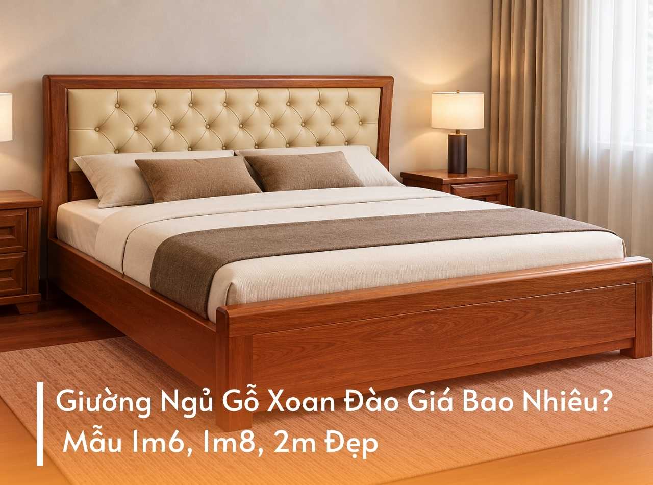 Giường Ngủ Gỗ Xoan Đào Giá Bao Nhiêu? Mẫu 1m6, 1m8, 2m Đẹp