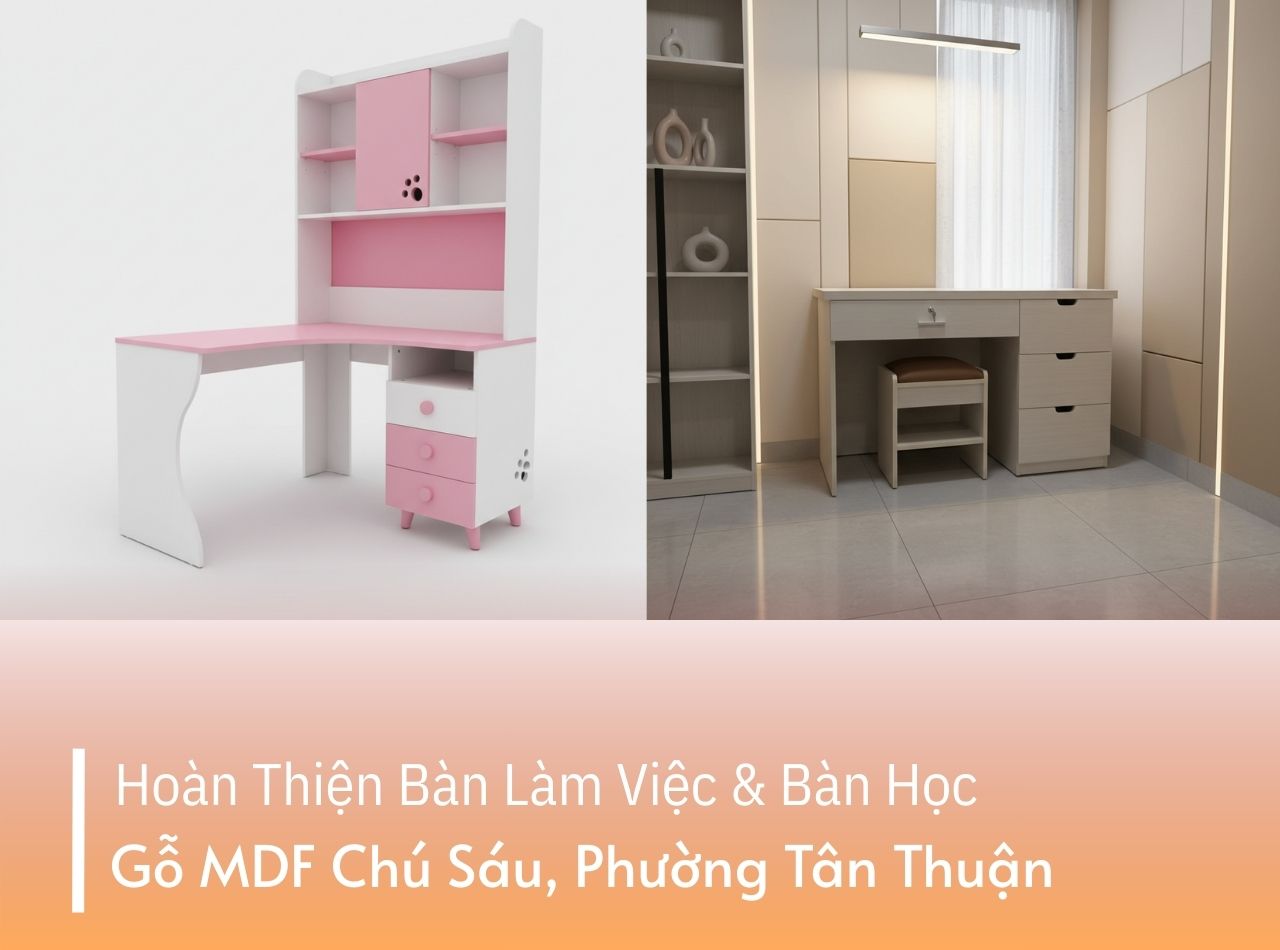 Hoàn Thiện Bàn Làm Việc & Bàn Học Gỗ MDF Chú Sáu, Phường Tân Thuận