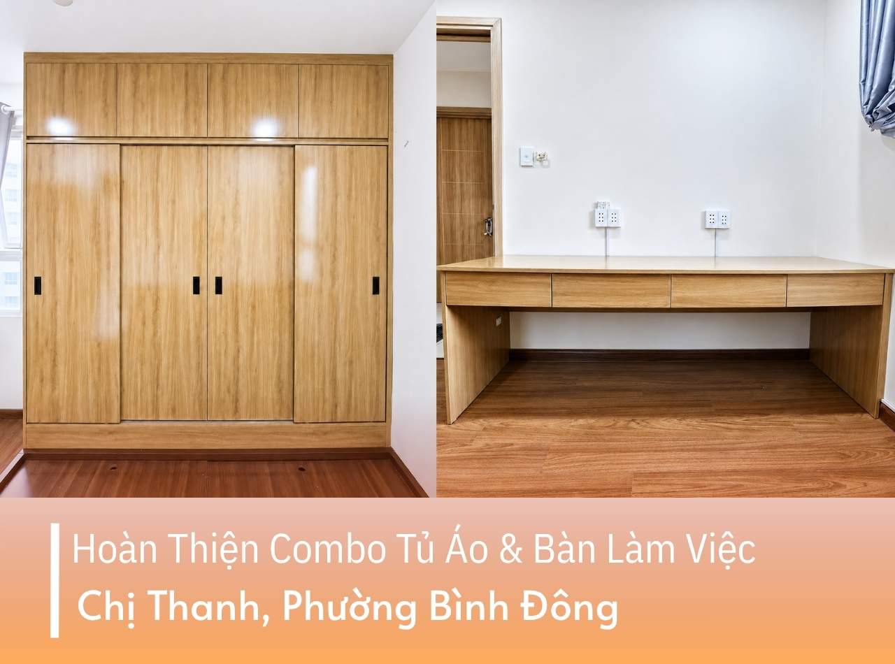 Hoàn Thiện Combo Tủ Và Bàn Làm Việc Chị Thanh Bình Đông