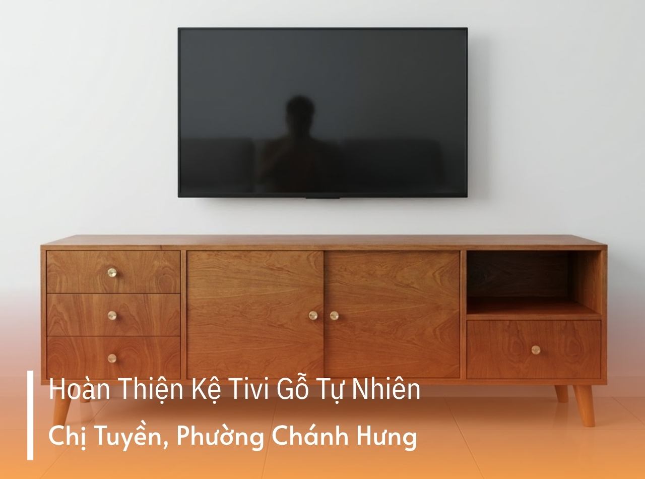 Hoàn Thiện Kệ Tivi Gỗ Tự Nhiên Chị Tuyền Phường Chánh Hưng
