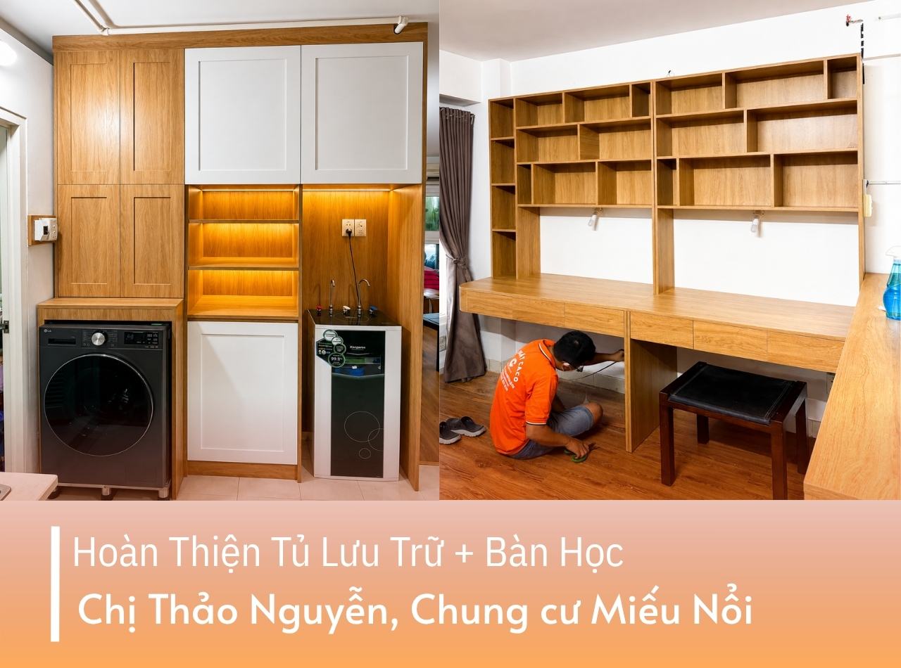 Hoàn Thiện Tủ Lưu Trữ Và Bàn Học Chị Thảo Chung Cư Miếu Nổi