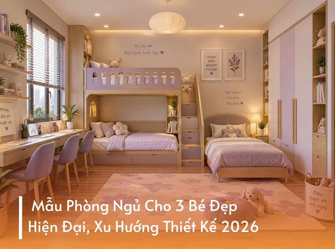 Mẫu Phòng Ngủ Cho 3 Bé Đẹp, Hiện Đại, Xu Hướng Thiết Kế 2026