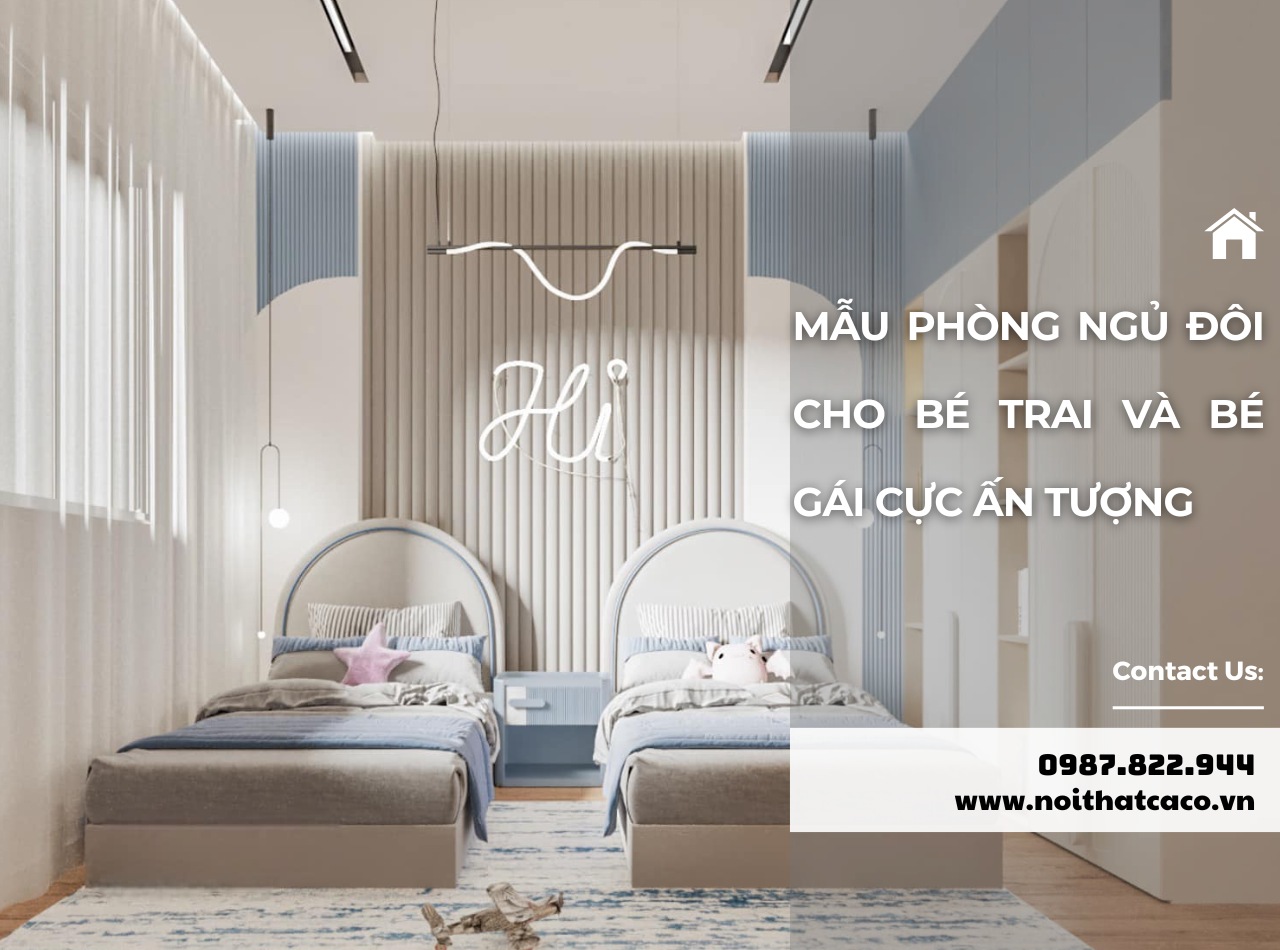 Mẫu phòng ngủ đôi cho bé trai và bé gái cực ấn tượng
