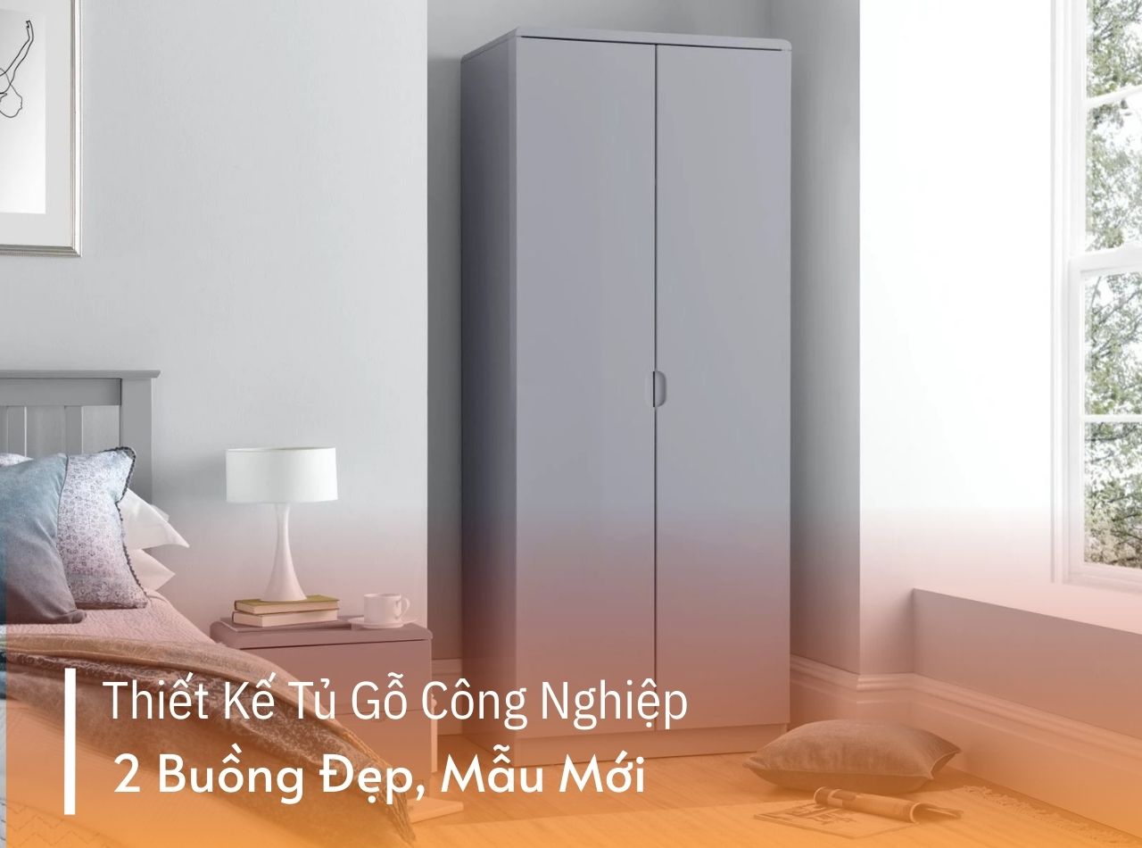 Thiết Kế Tủ Gỗ Công Nghiệp 2 Buồng Đẹp, Mẫu Mới