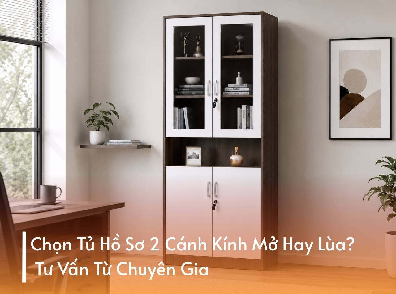 Chọn Tủ Hồ Sơ 2 Cánh Kính Mở Hay Lùa? Tư Vấn Từ Chuyên Gia