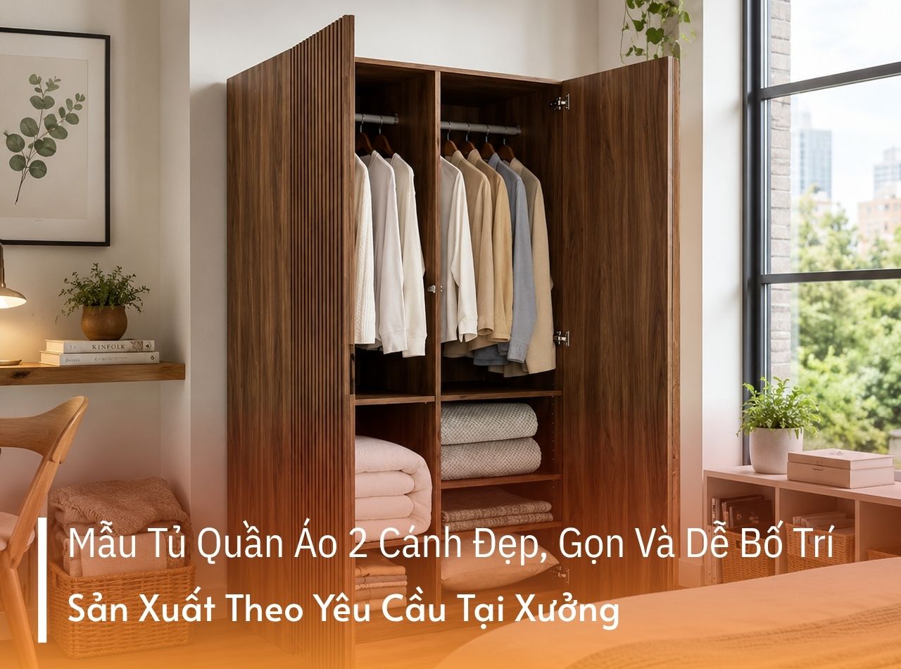 Tủ Quần Áo 2 Cánh Đẹp, Gọn Và Dễ Bố Trí Cho Phòng Ngủ