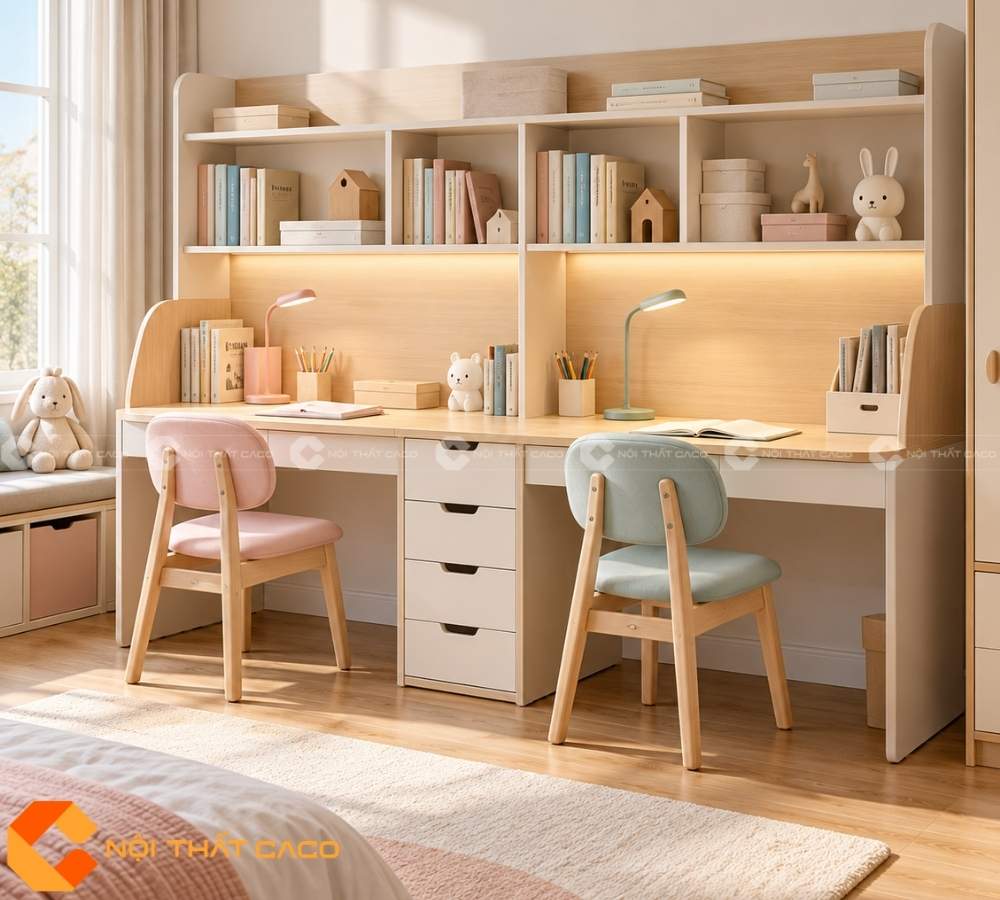 Bàn Học Đôi Gỗ Công Nghiệp BHTE051