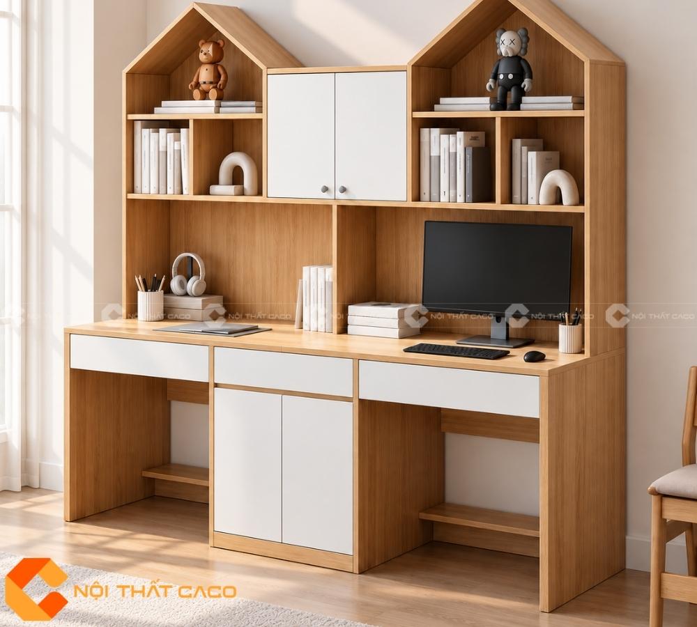 Bàn Học Đôi Gỗ Công Nghiệp BHTE054
