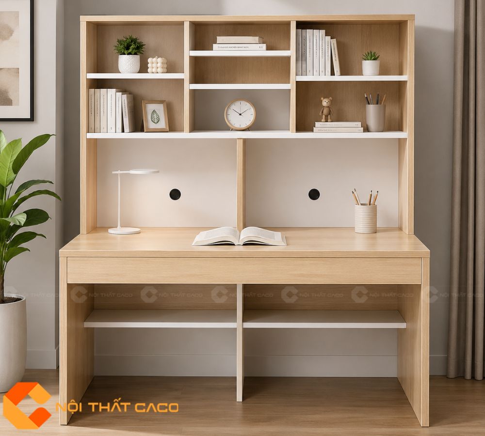 Bàn Học Sinh Gỗ Công Nghiệp Vàng Vân Gỗ Phối Trắng- BHTE013