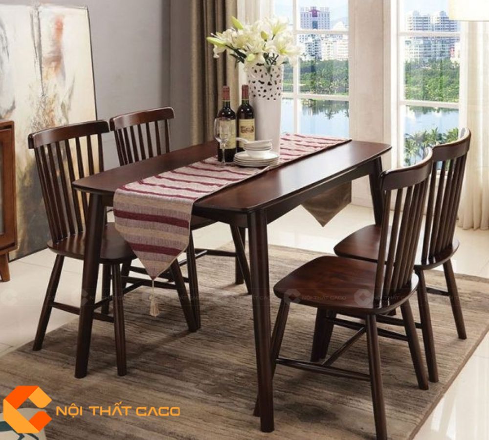Bộ Bàn Ăn Gỗ Cao Su Tự Nhiên BA068
