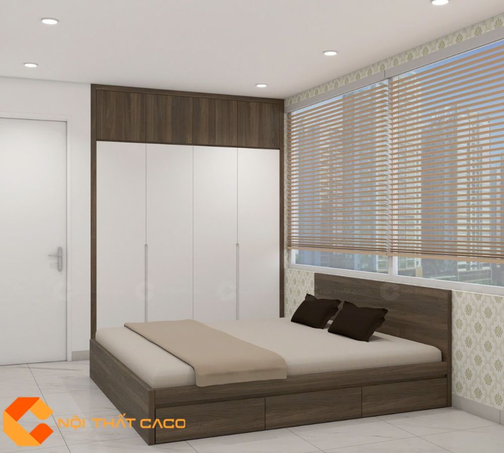 Combo Phòng Ngủ CBPN156 Màu Nâu Vân Gỗ Phối Trắng 