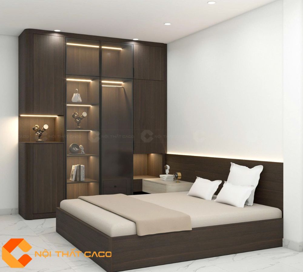 Combo Phòng Ngủ CBPN163 Nâu Trắng Thanh Lịch, Tiện Nghi 