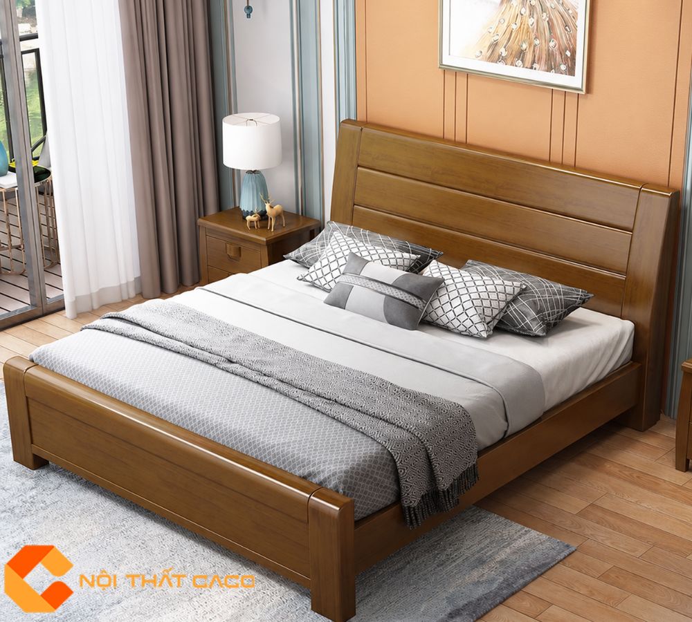 Giường Ngủ Gỗ Sồi Tự Nhiên Cao Cấp, Sang Trọng - GNTN031