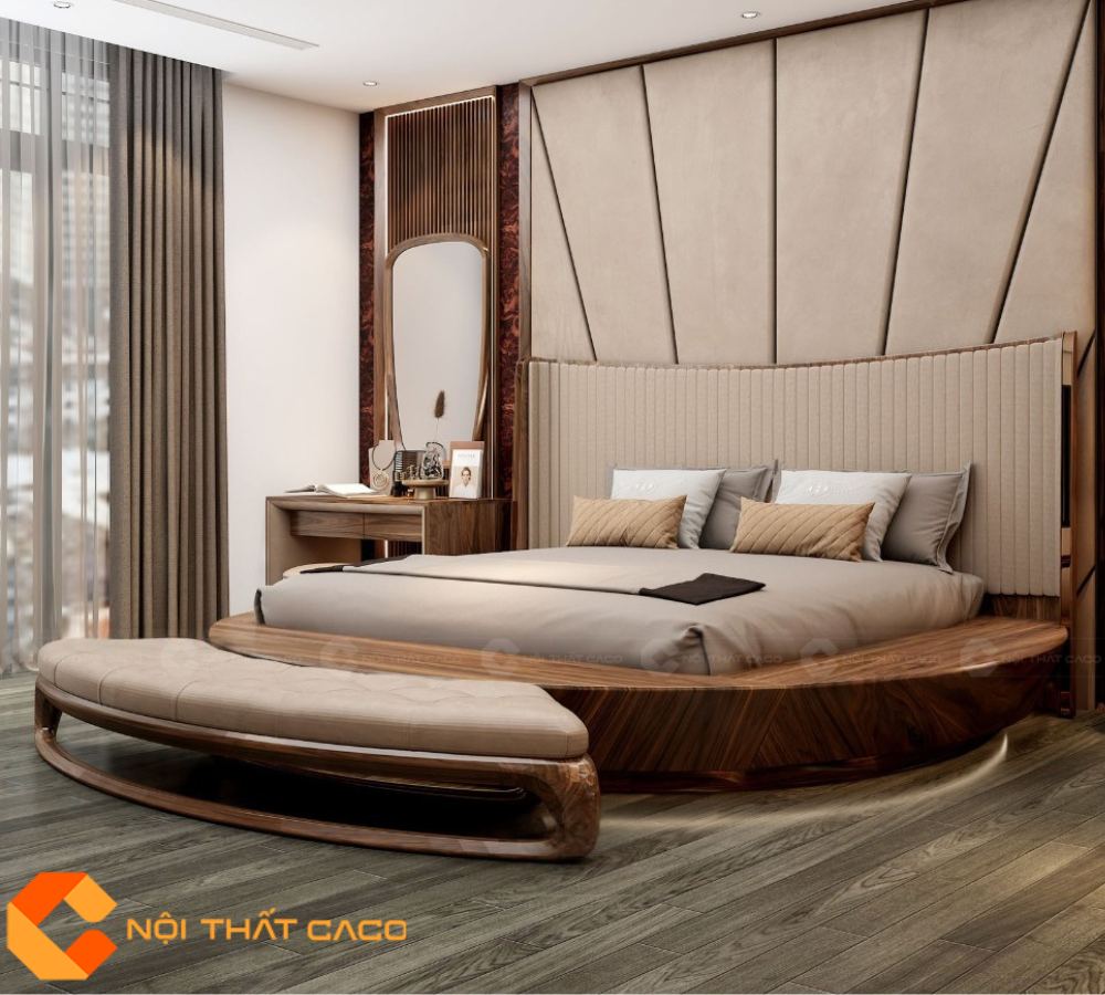 Giường Ngủ Gỗ Tự Nhiên GNTN063 Thiết Kế Hiện Đại 