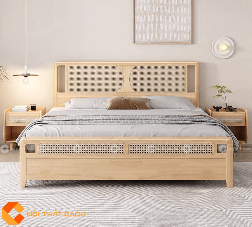 Giường Ngủ Gỗ Tự Nhiên GNTN078 Thiết Kế Tinh Tế, Sang Trọng 