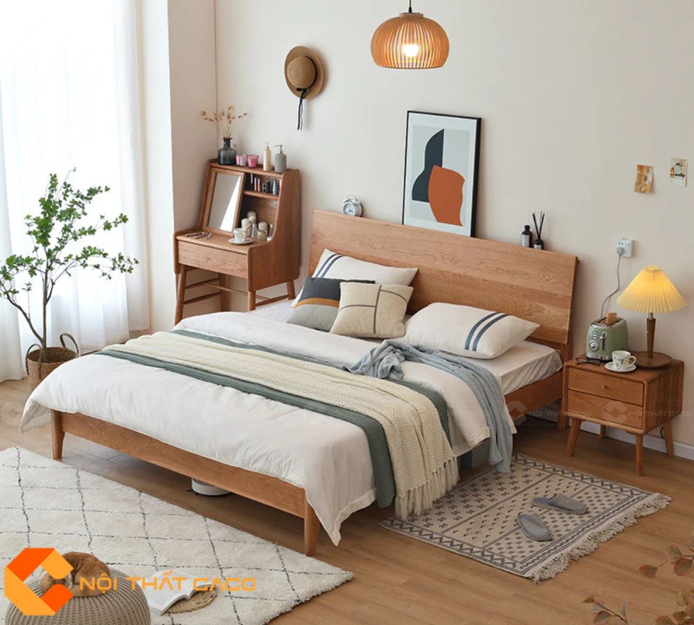 Giường Ngủ Gỗ Tự Nhiên GNTN081 Đẹp Bền 