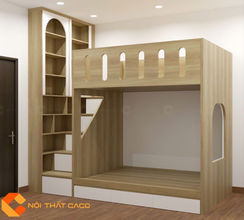 Giường Tầng GT024 Tích Hợp Kệ Sách Thông Minh 